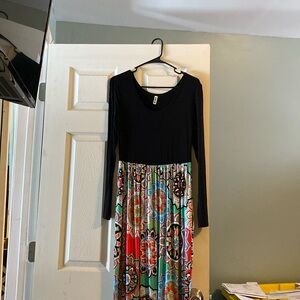 Colorful Maxi Dress with Black Top